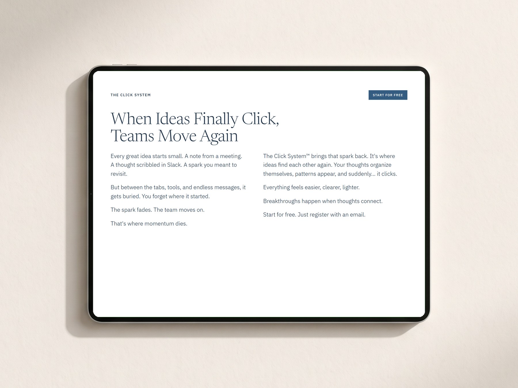 The Click System copy on a device